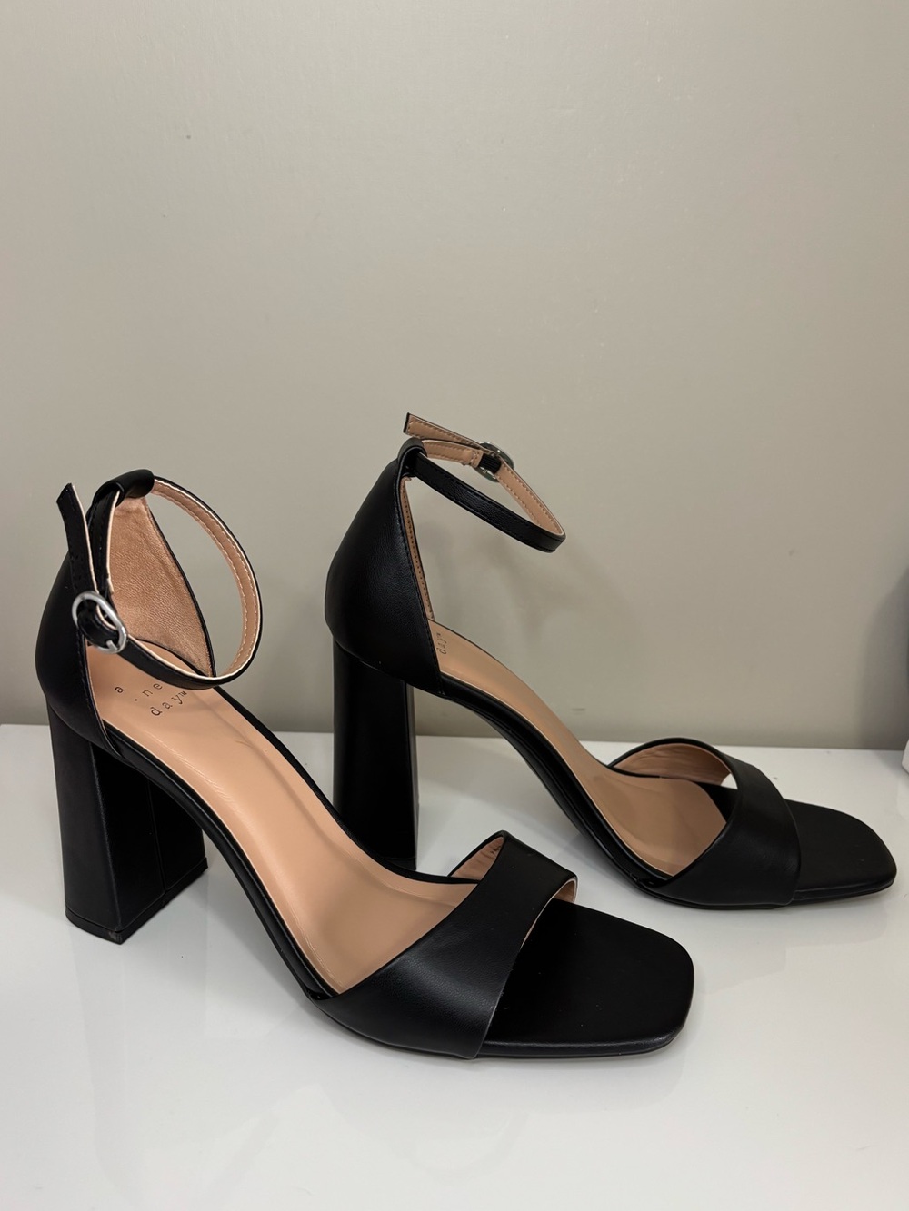 A New Day Classic Black Square Toe Pumps